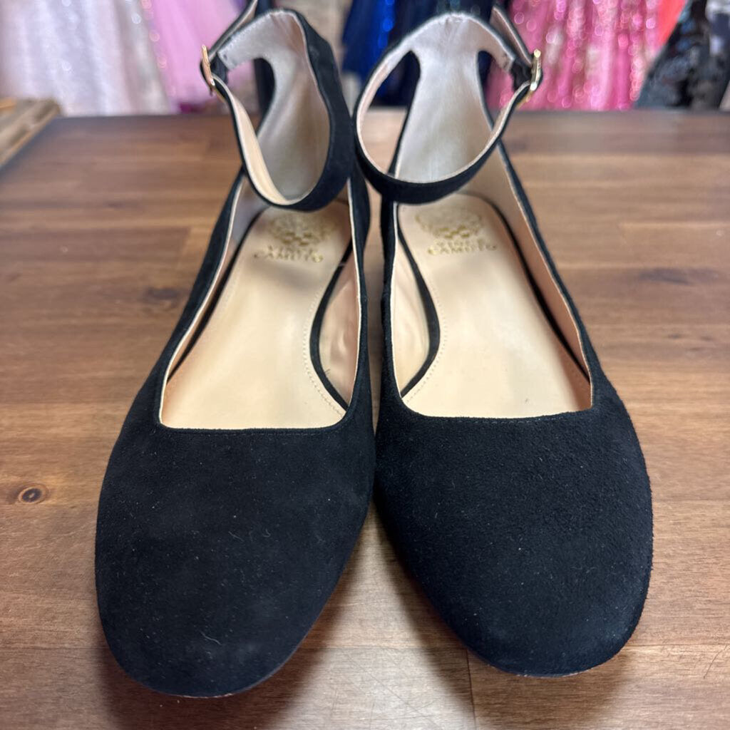 Vince Camuto Black Suede Ankle Strap Shoes 9.5