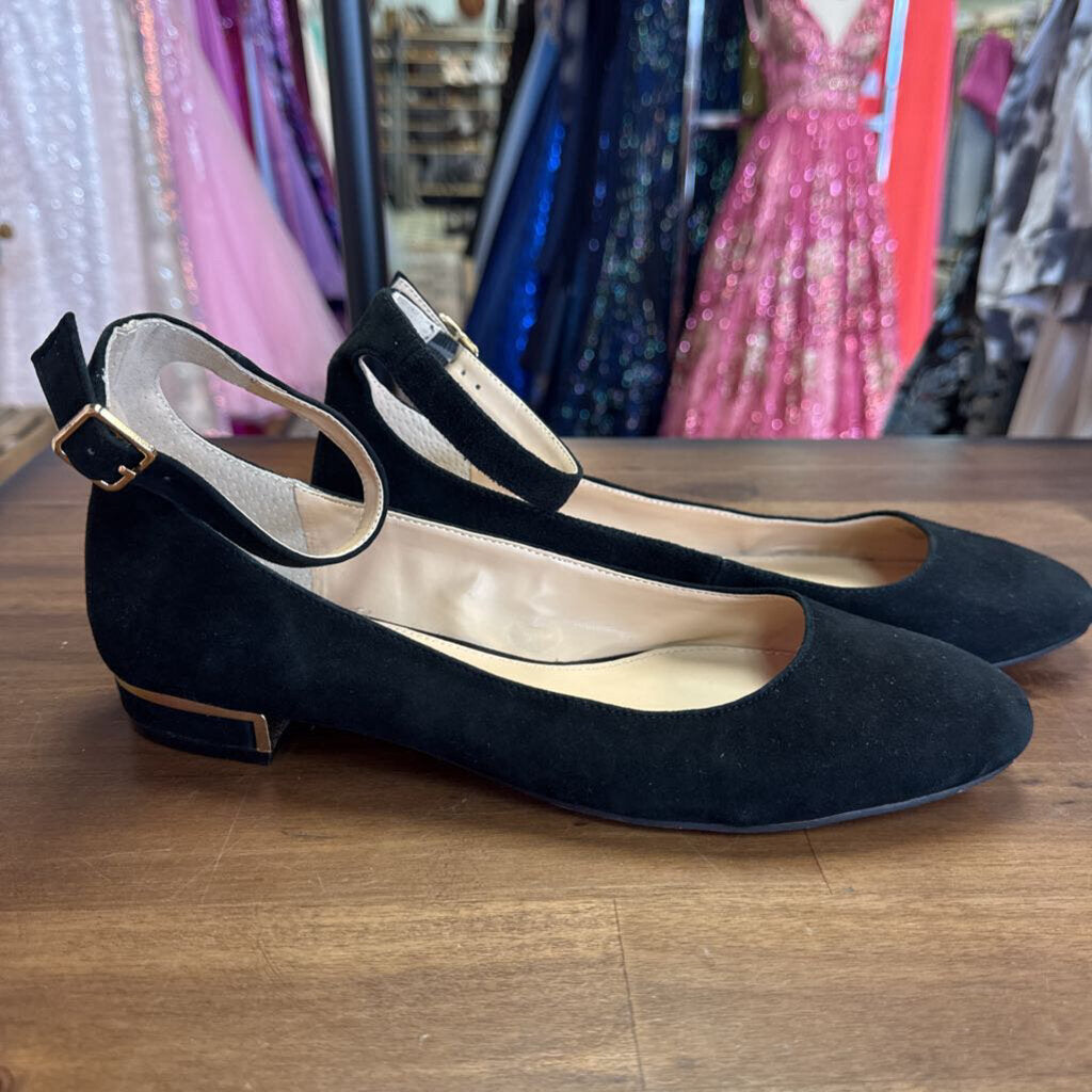 Vince Camuto Black Suede Ankle Strap Shoes 9.5