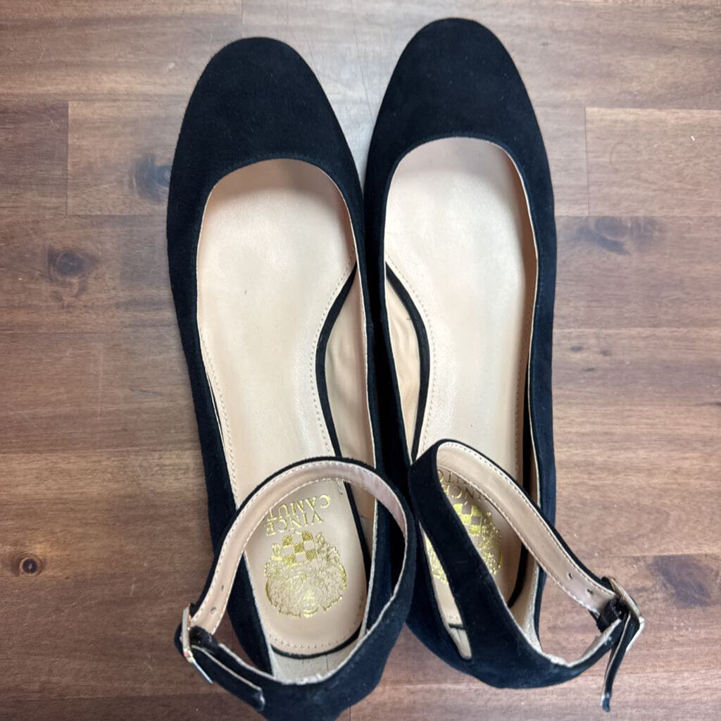 Vince Camuto Black Suede Ankle Strap Shoes 9.5