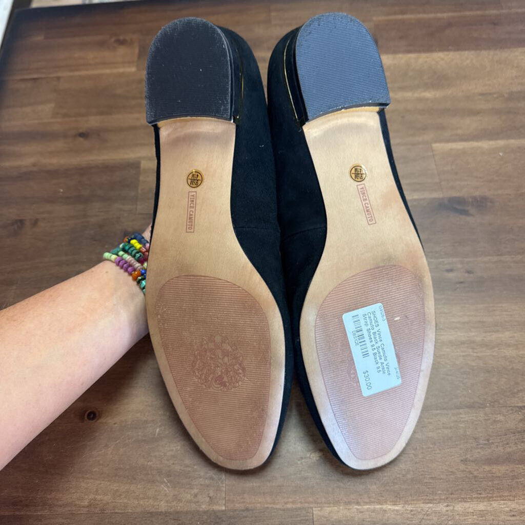 Vince Camuto Black Suede Ankle Strap Shoes 9.5