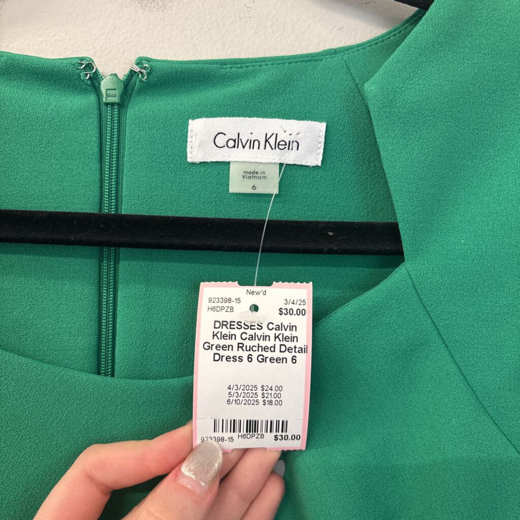 Calvin Klein Green Ruched Detail Dress 6