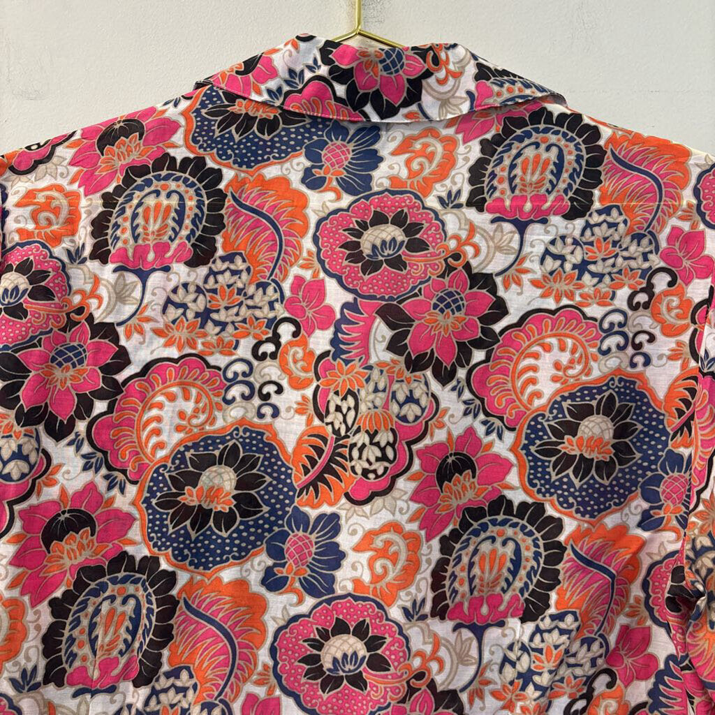 Ann Taylor Pink/ Multi Print Button Down Top 12