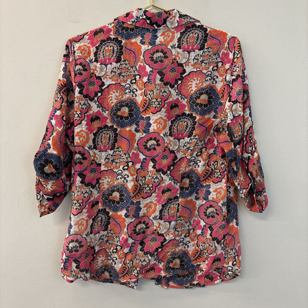 Ann Taylor Pink/ Multi Print Button Down Top 12