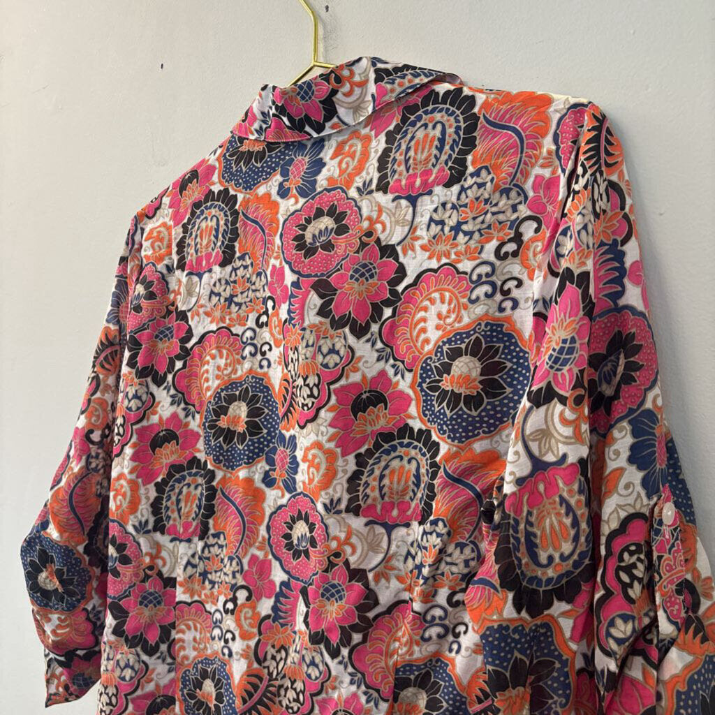 Ann Taylor Pink/ Multi Print Button Down Top 12