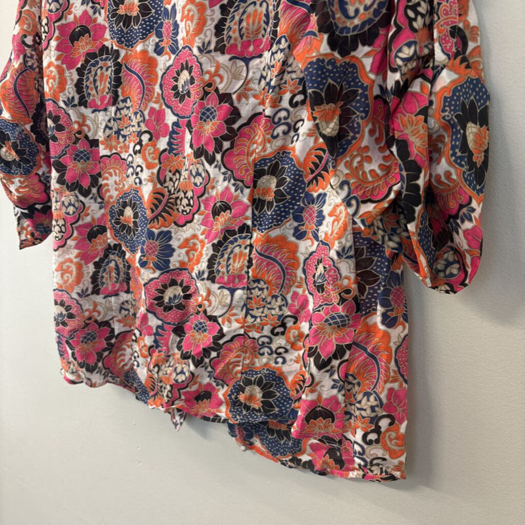 Ann Taylor Pink/ Multi Print Button Down Top 12