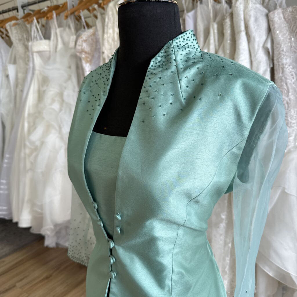 Jessica Howard Green Jacket/ Dress Set Long Formal Dress 6