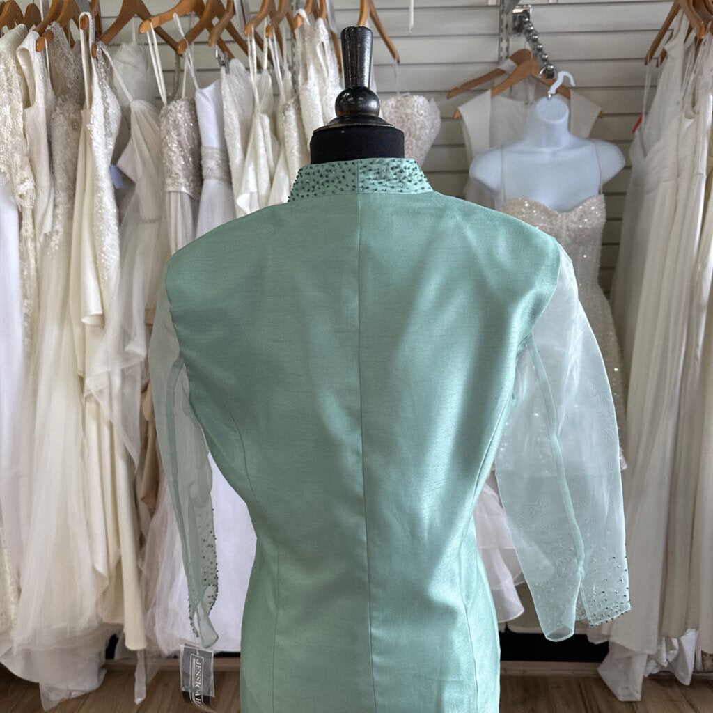 Jessica Howard Green Jacket/ Dress Set Long Formal Dress 6