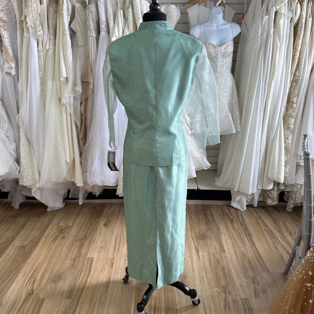 Jessica Howard Green Jacket/ Dress Set Long Formal Dress 6