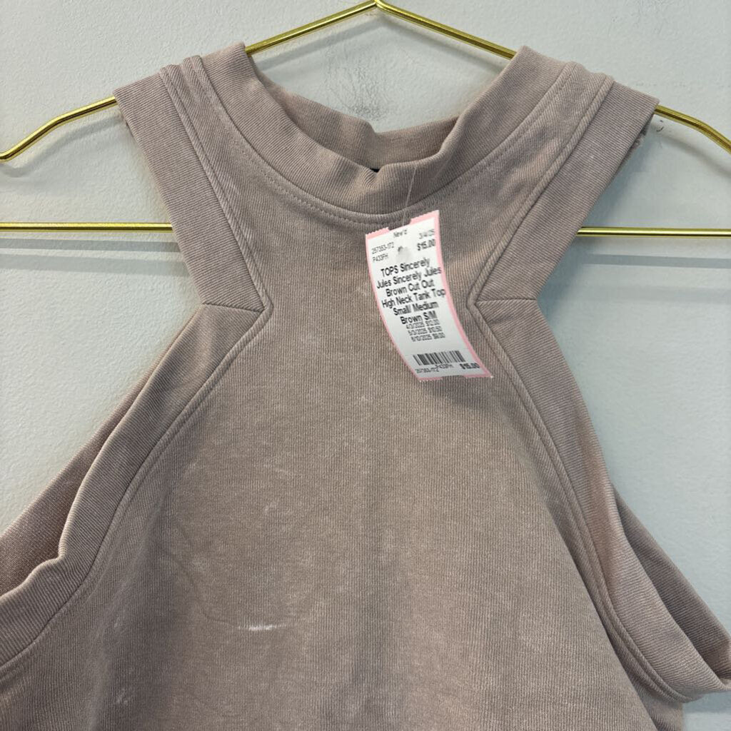 Sincerely Jules Brown Cut Out High Neck Tank Top Small/ Medium