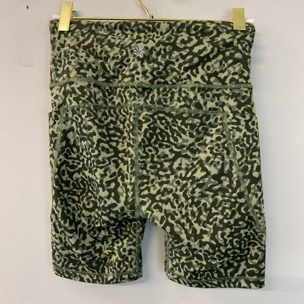Athleta Green Print Biker Shorts Extra Small