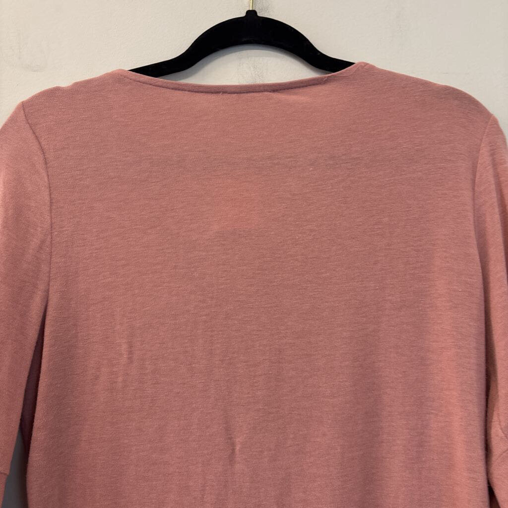 Easel Rose Pink Lace Detail Ruched Front Top Large