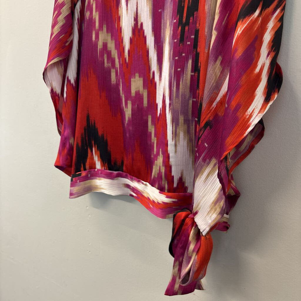 Heart Soul Red/ Multi Print Cold Shoulder Top Medium
