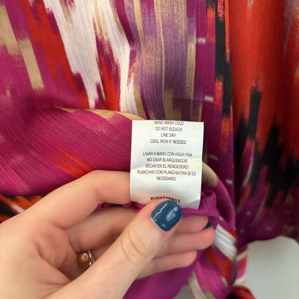 Heart Soul Red/ Multi Print Cold Shoulder Top Medium
