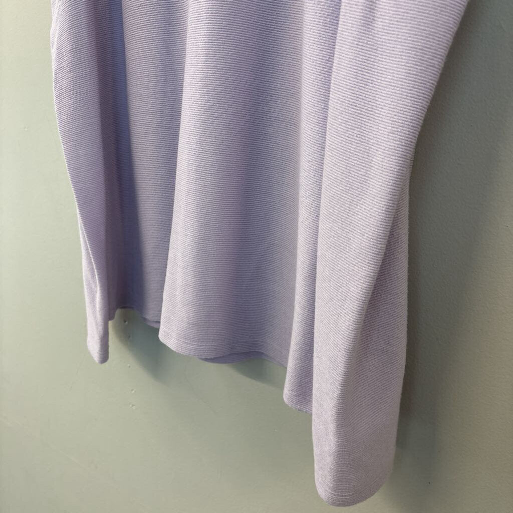 Nine West Purple Ribbed Puff Shoulder Long Sleeve Top Medium