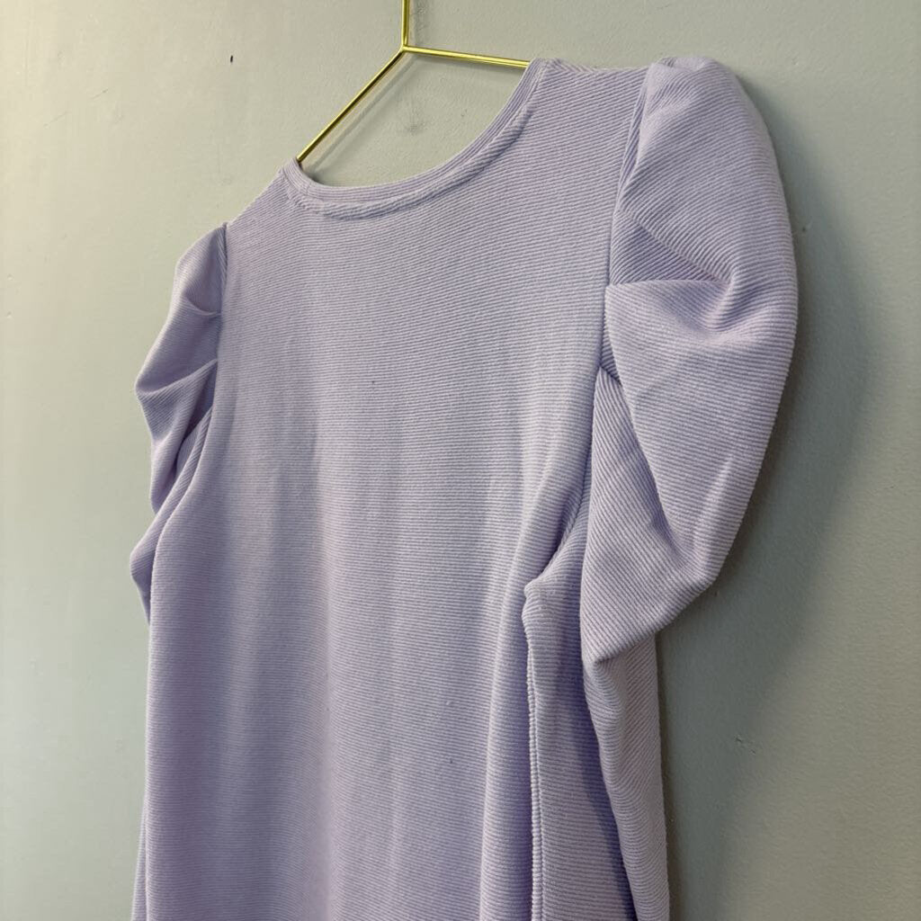 Nine West Purple Ribbed Puff Shoulder Long Sleeve Top Medium
