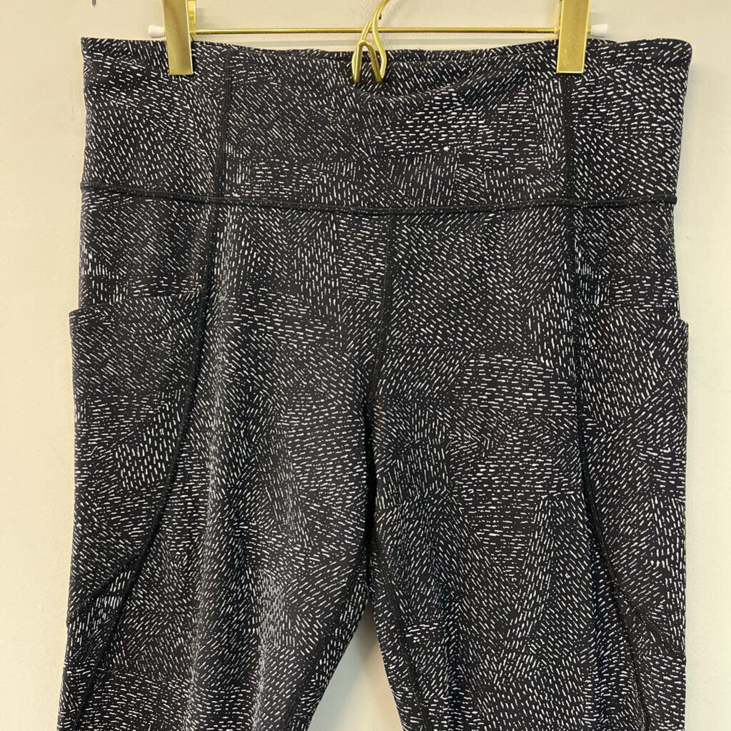 Athleta Black/ White Print Full Length Leggings Large