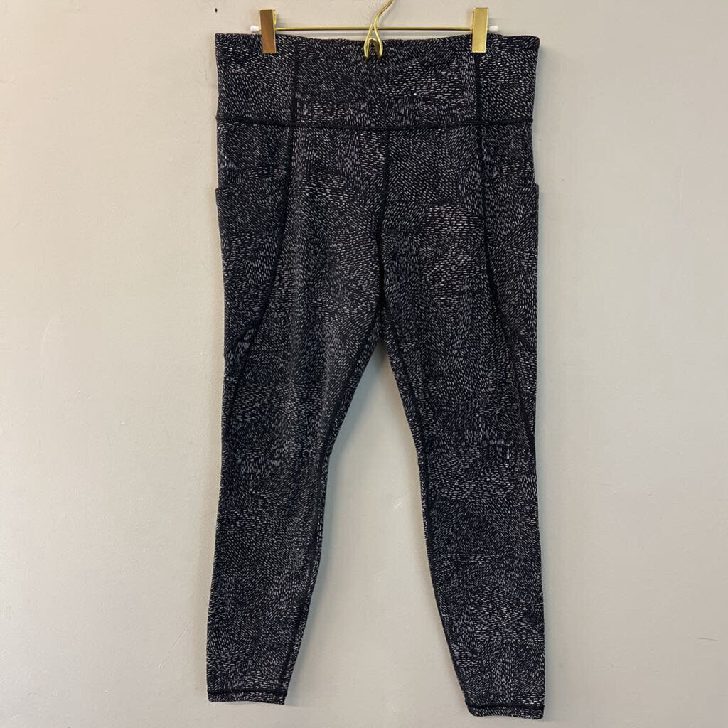 Athleta Black/ White Print Full Length Leggings Large