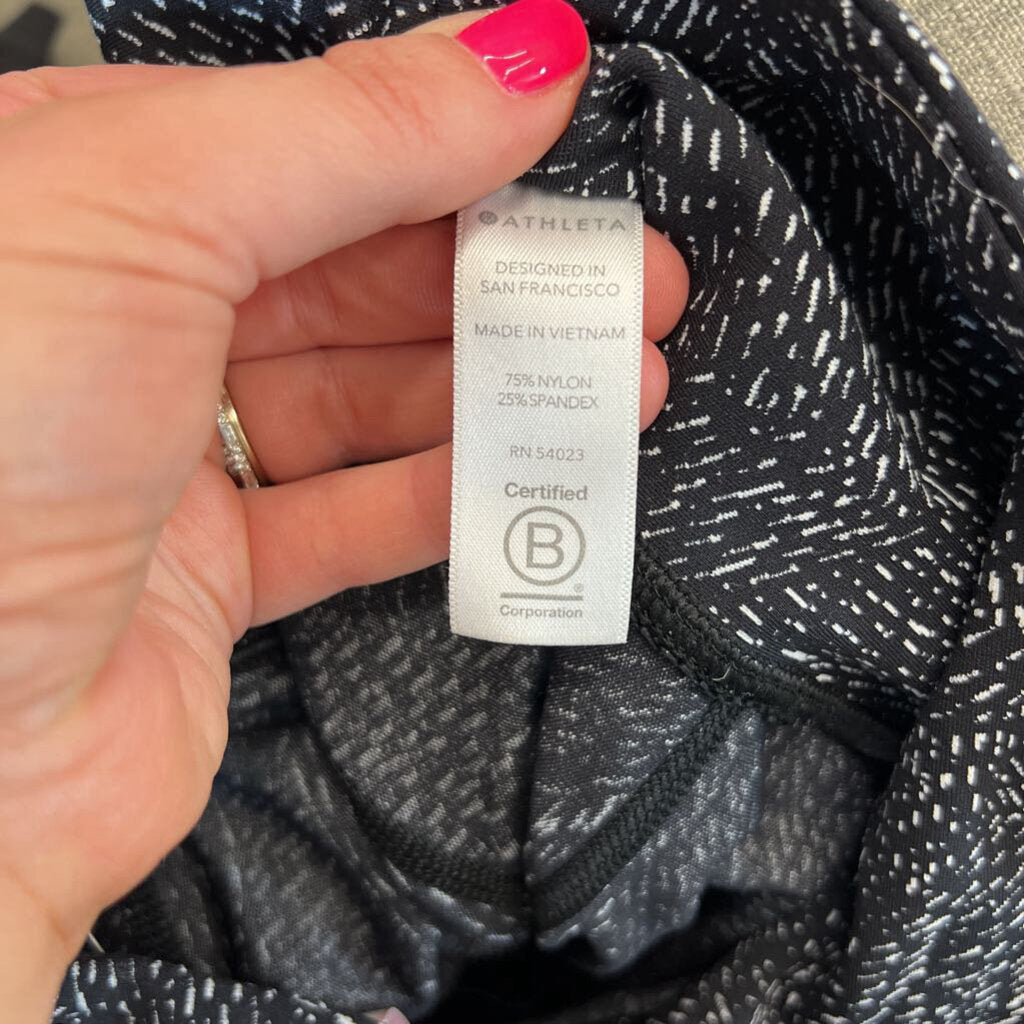 Athleta Black/ White Print Full Length Leggings Large