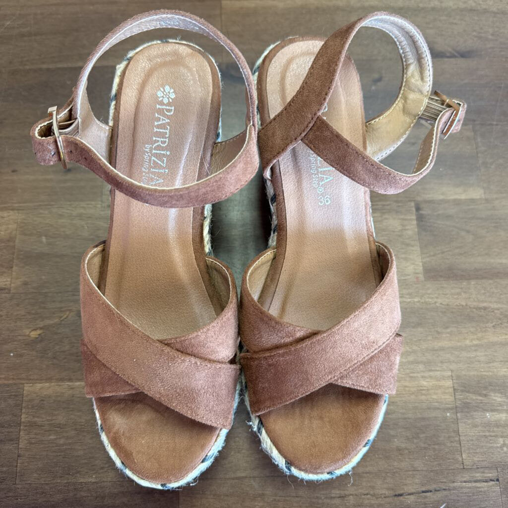 Patrizia Brown/ Multi Sloan Suede Strappy Wedge Heels 36