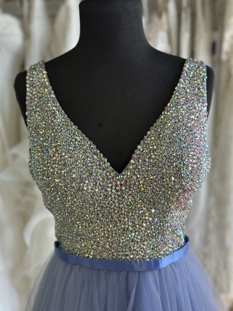 Blush Prom Beaded Top Tulle Long Formal Dress 8