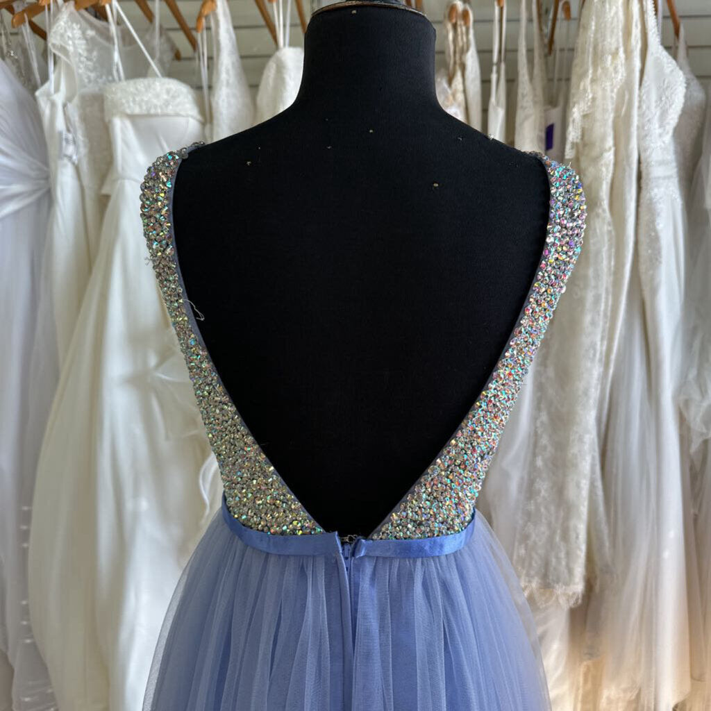 Blush Prom Beaded Top Tulle Long Formal Dress 8