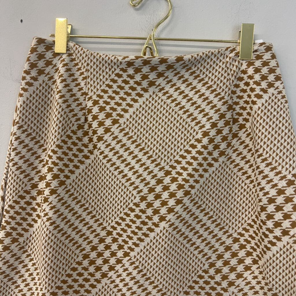 Altar'd State Brown/ Cream Houndstooth Print Mini Skirt Large
