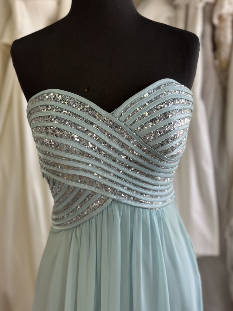 Morgan & Co Strapless Sequin Top Long Formal 9/10