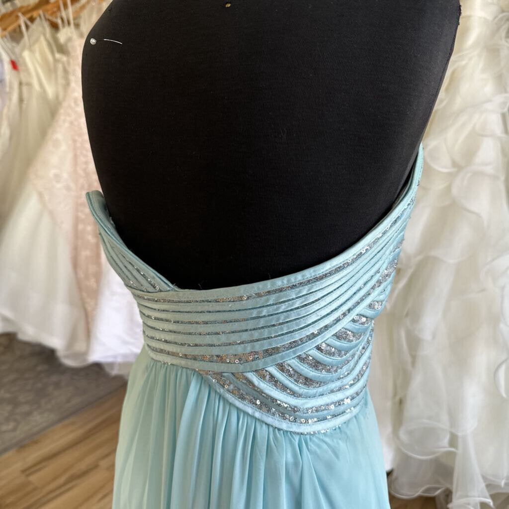 Morgan & Co Strapless Sequin Top Long Formal 9/10