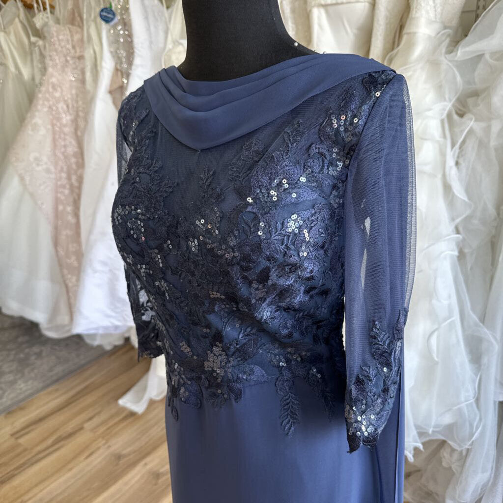 JJs House Sequined Cape Long Dress Medium