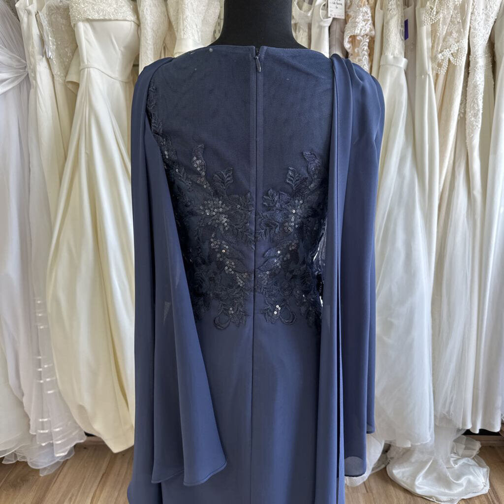 JJs House Sequined Cape Long Dress Medium