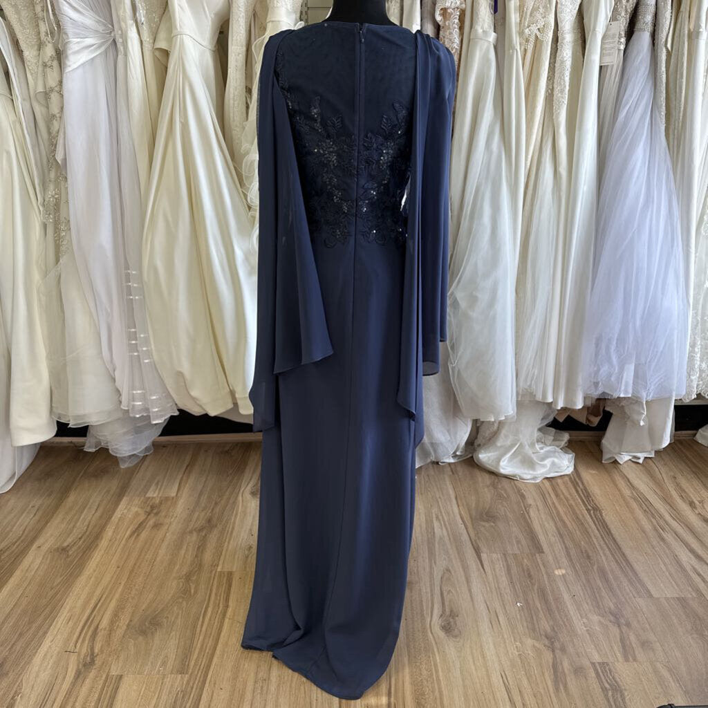 JJs House Sequined Cape Long Dress Medium