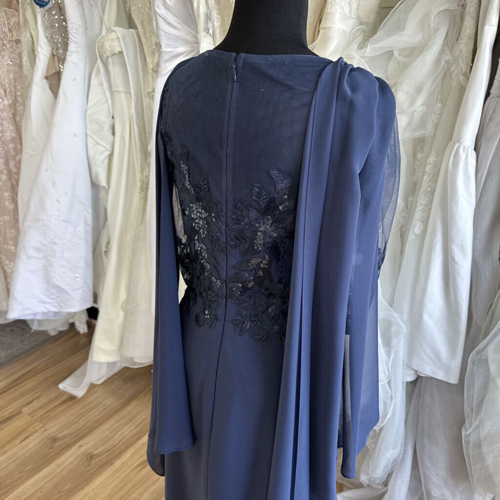 JJs House Sequined Cape Long Dress Medium