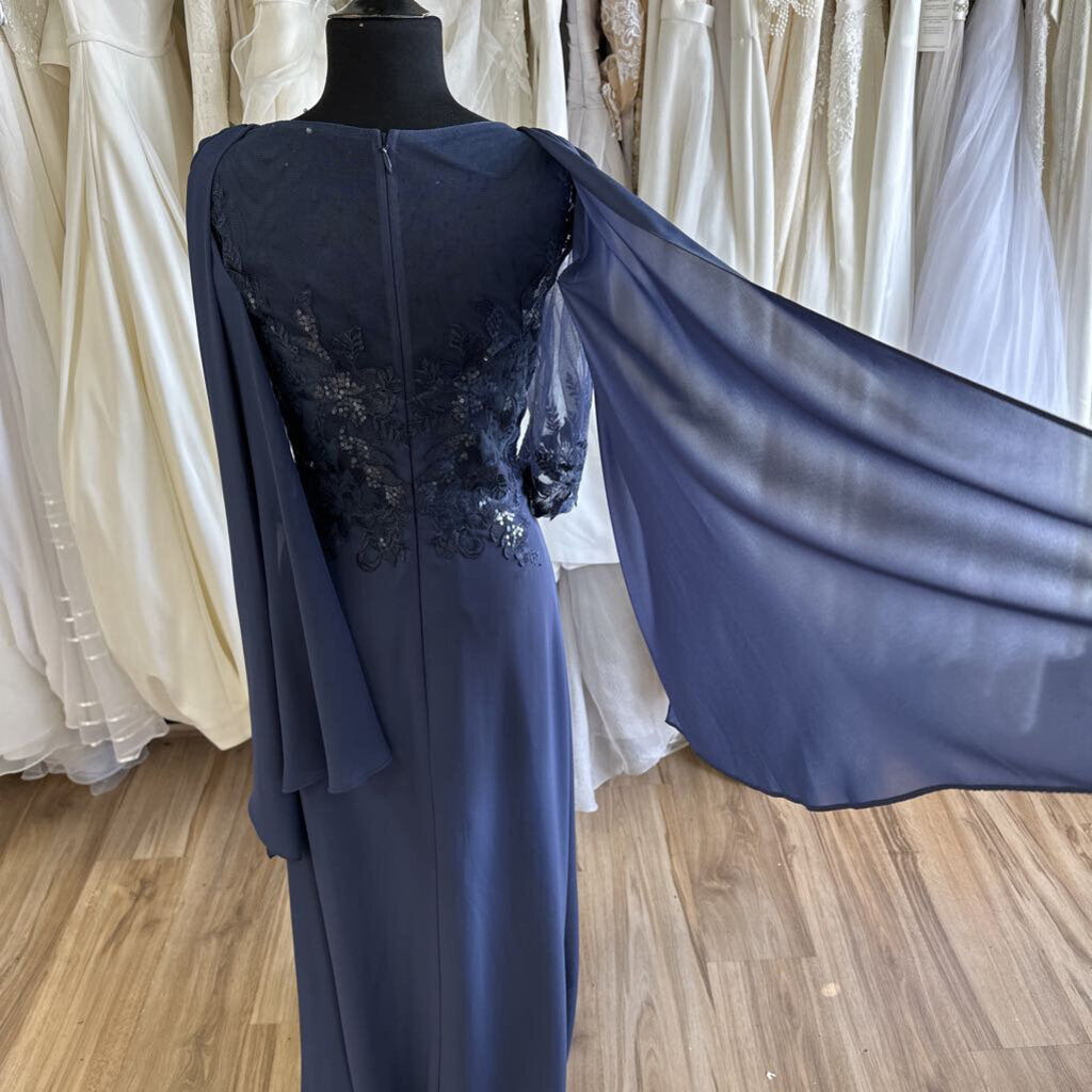 JJs House Sequined Cape Long Dress Medium