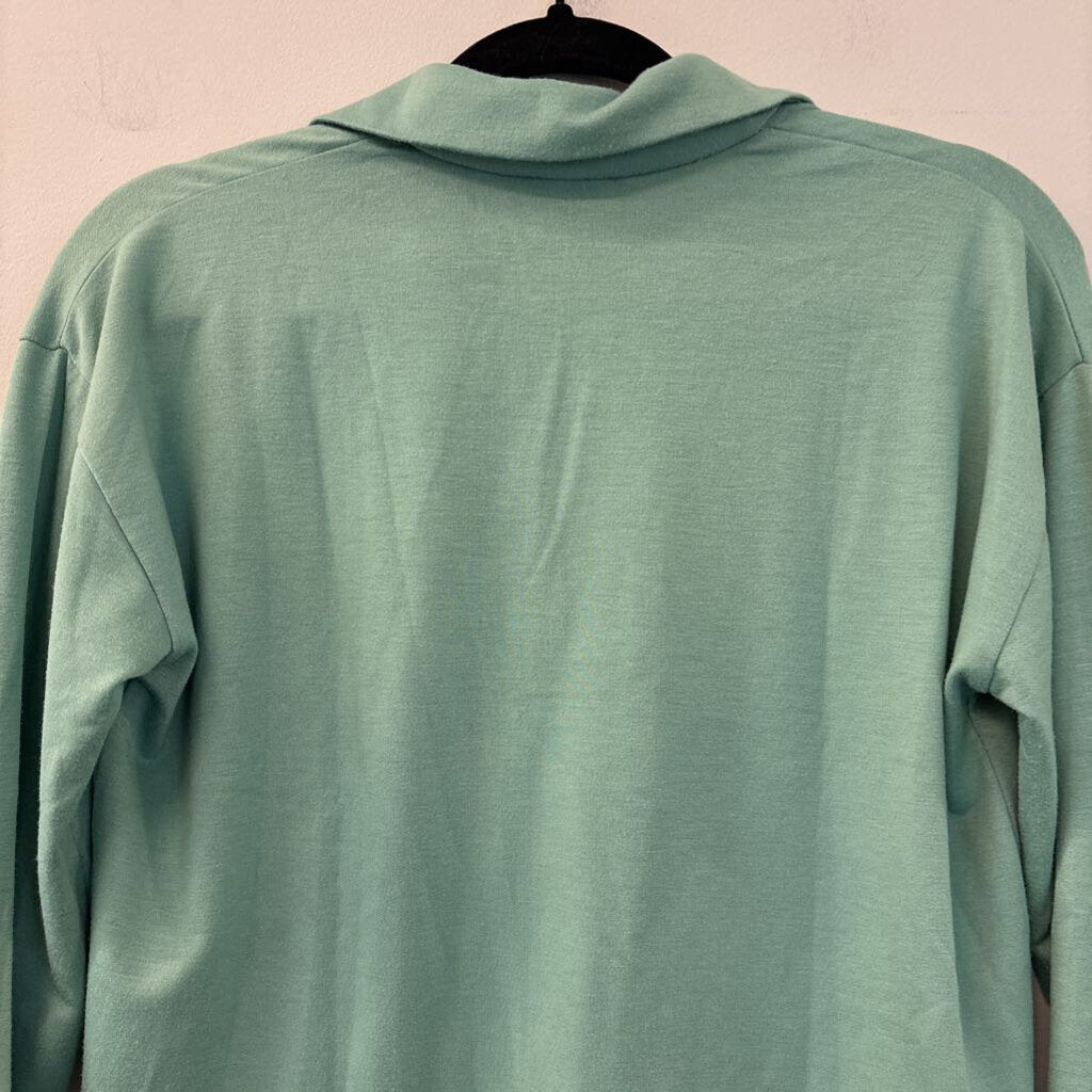 J Crew Green Long Sleeve V Neck Collared Top Extra Small