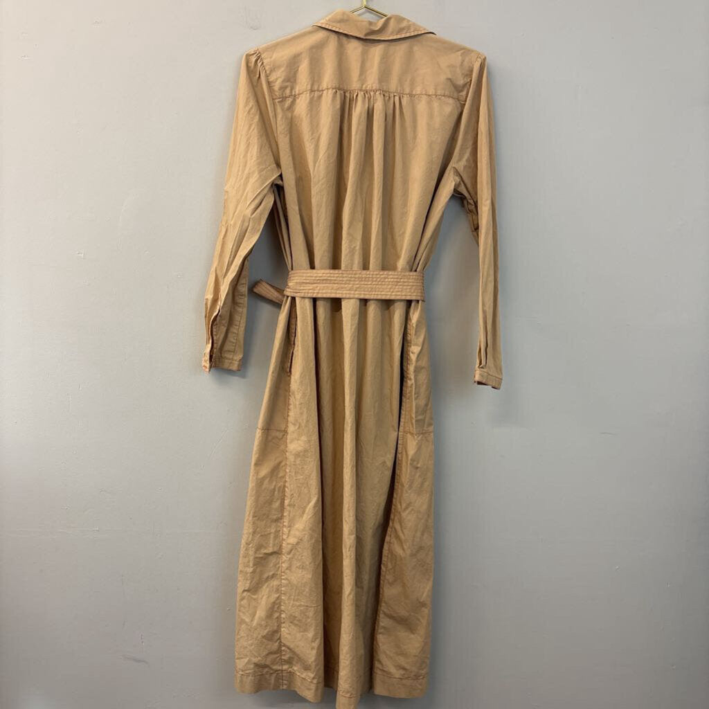 Lilla P Brown/ Red Stitching Tie Waist Maxi Shirt Dress Large