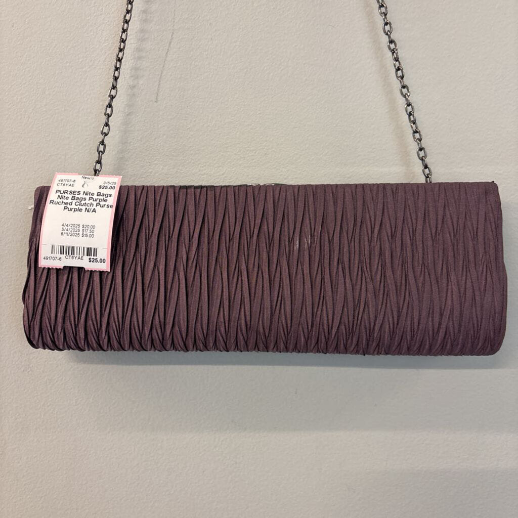 Nite Bags Purple Ruched Clutch Purse