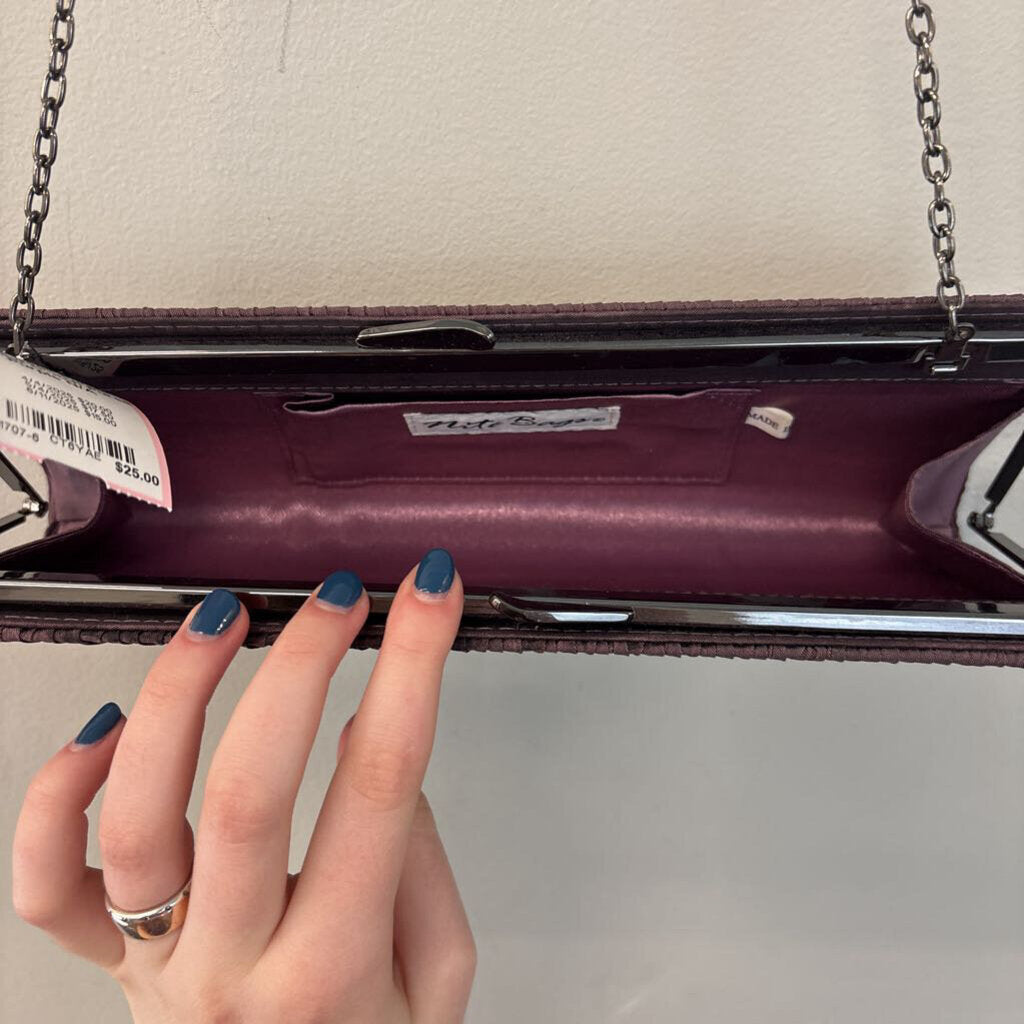 Nite Bags Purple Ruched Clutch Purse