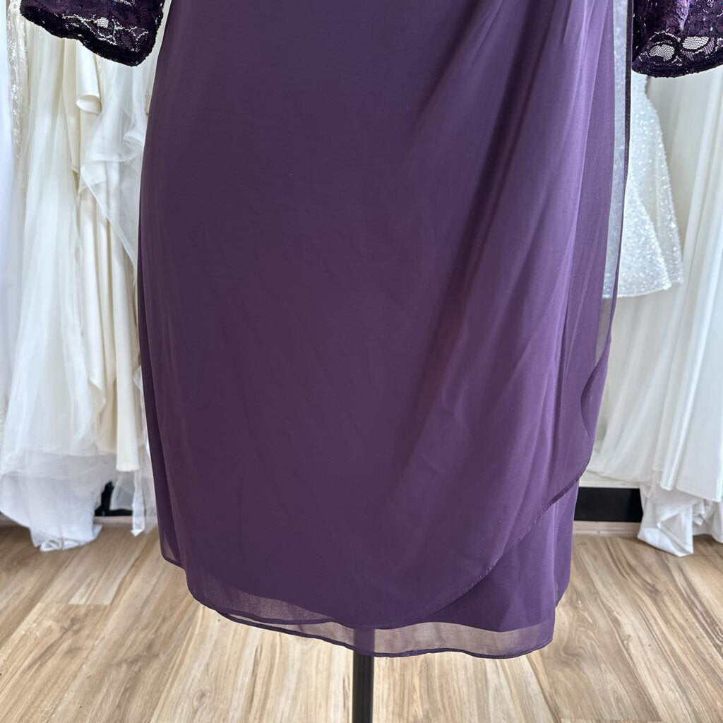 R&M Richards Eggplant Lace Top Dress 18