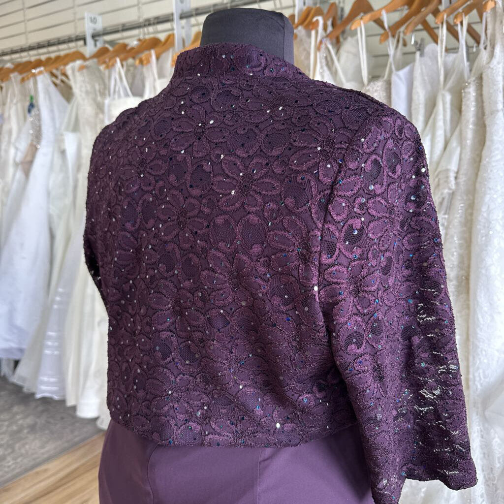 R&M Richards Eggplant Lace Top Dress 18