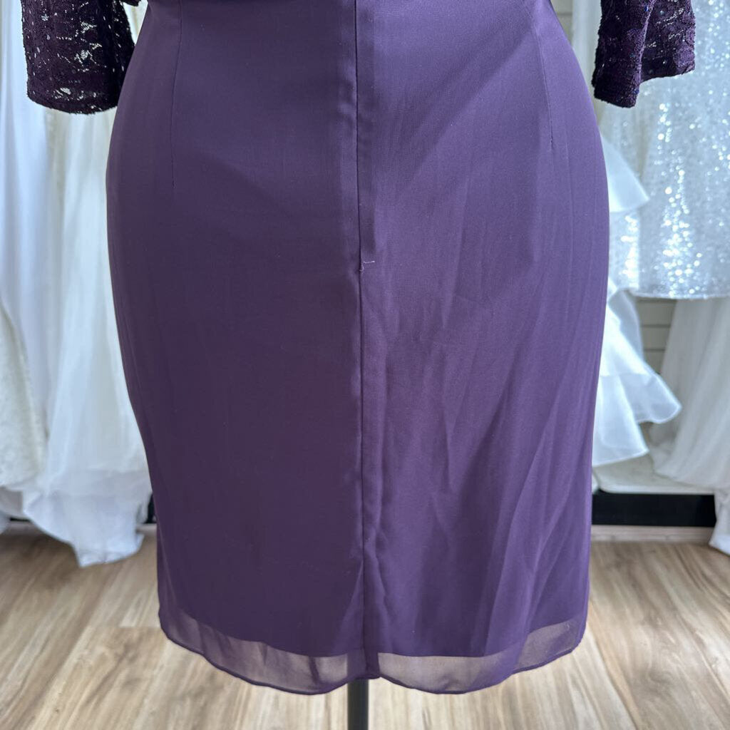 R&M Richards Eggplant Lace Top Dress 18