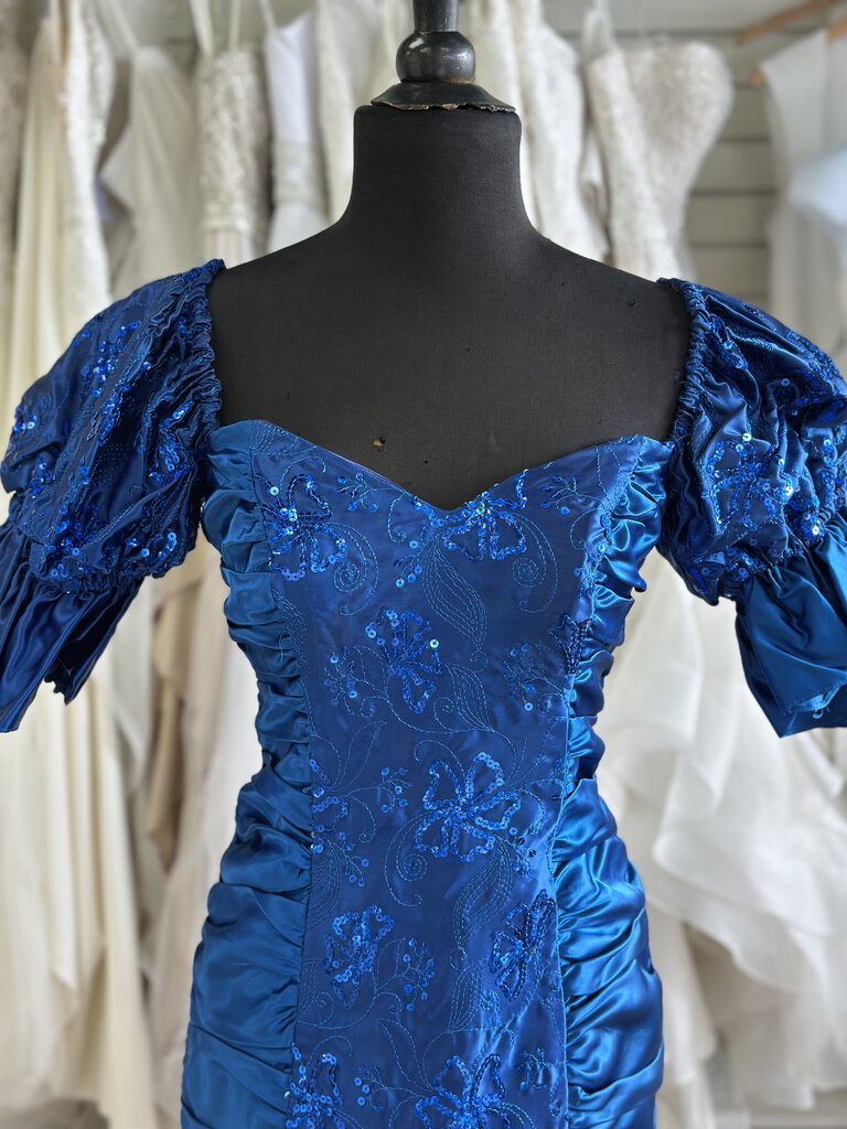 Vintage Zum Zum Satin Sequined Formal Dress 7/8