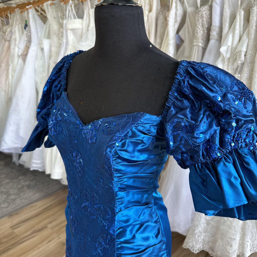 Vintage Zum Zum Satin Sequined Formal Dress 7/8