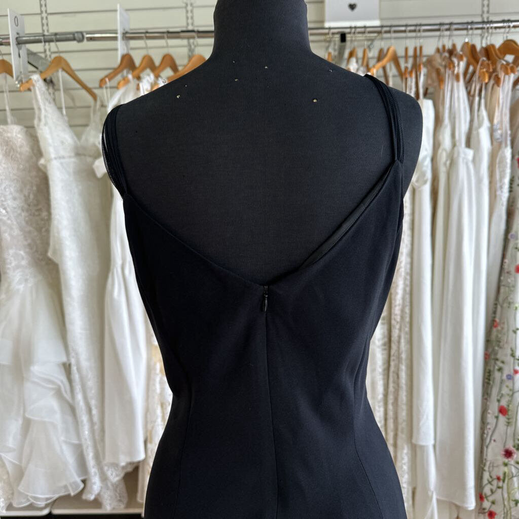 Evan Picone Black Embellished Strap Detail Midi Dress 10