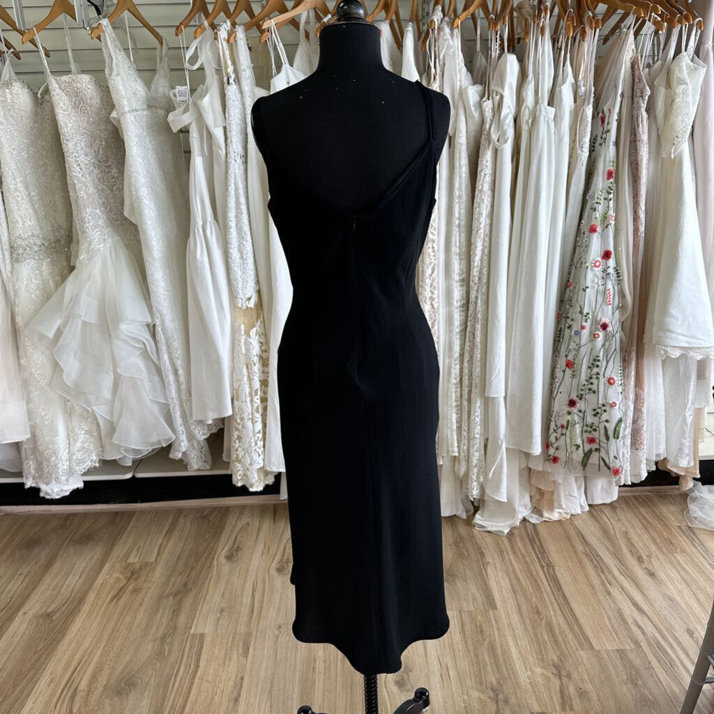 Evan Picone Black Embellished Strap Detail Midi Dress 10