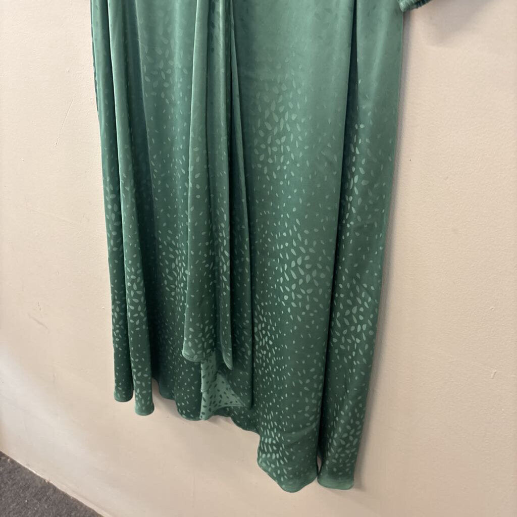 Shoshanna Green Silky Print Long Sleeve Midi Dress 8