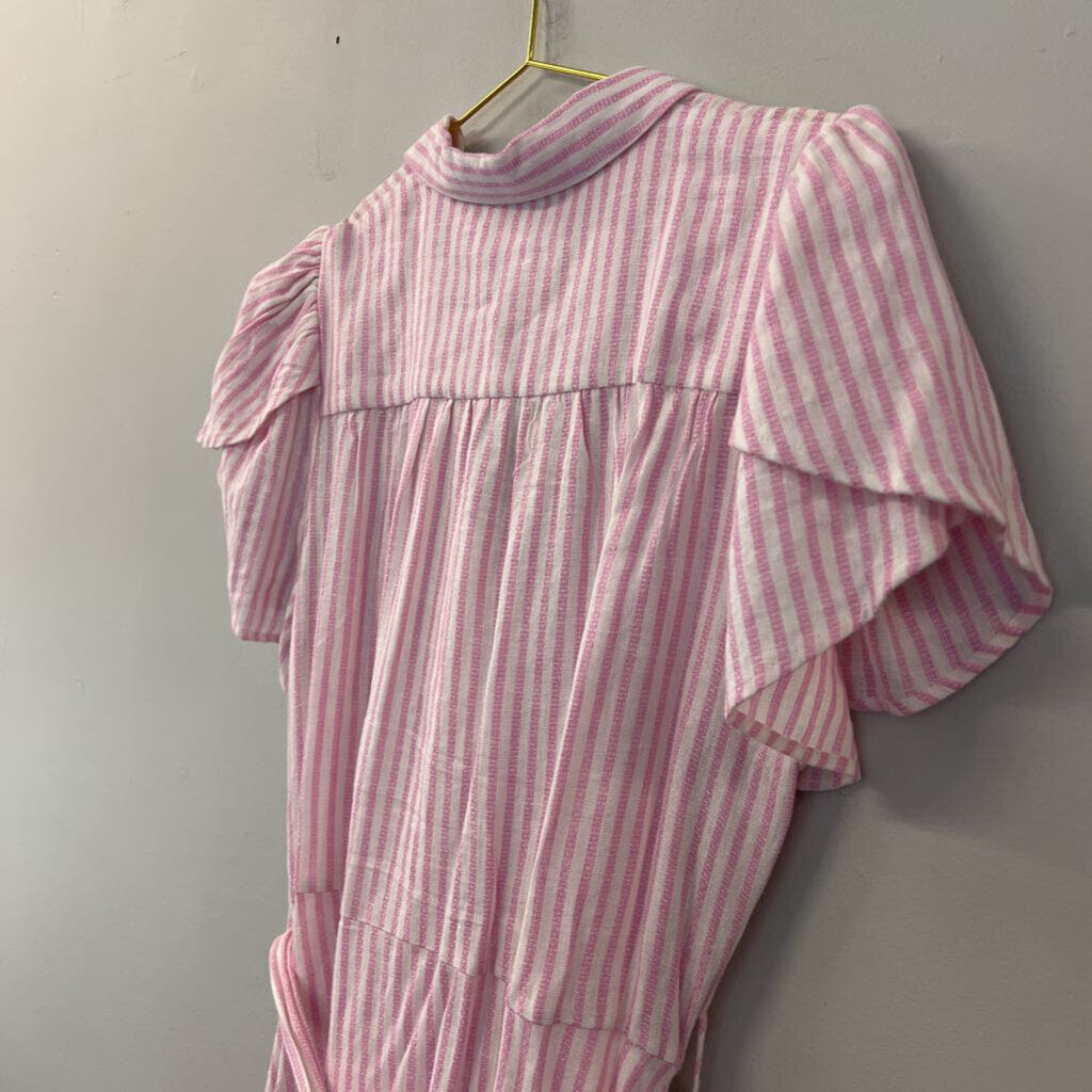 Alexis for Target Pink/ White Striped Button Front Short Sleeve Dress Large