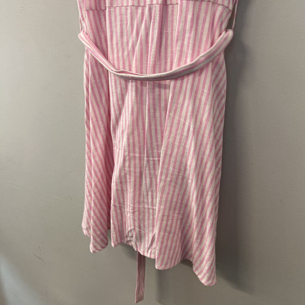 Alexis for Target Pink/ White Striped Button Front Short Sleeve Dress Large