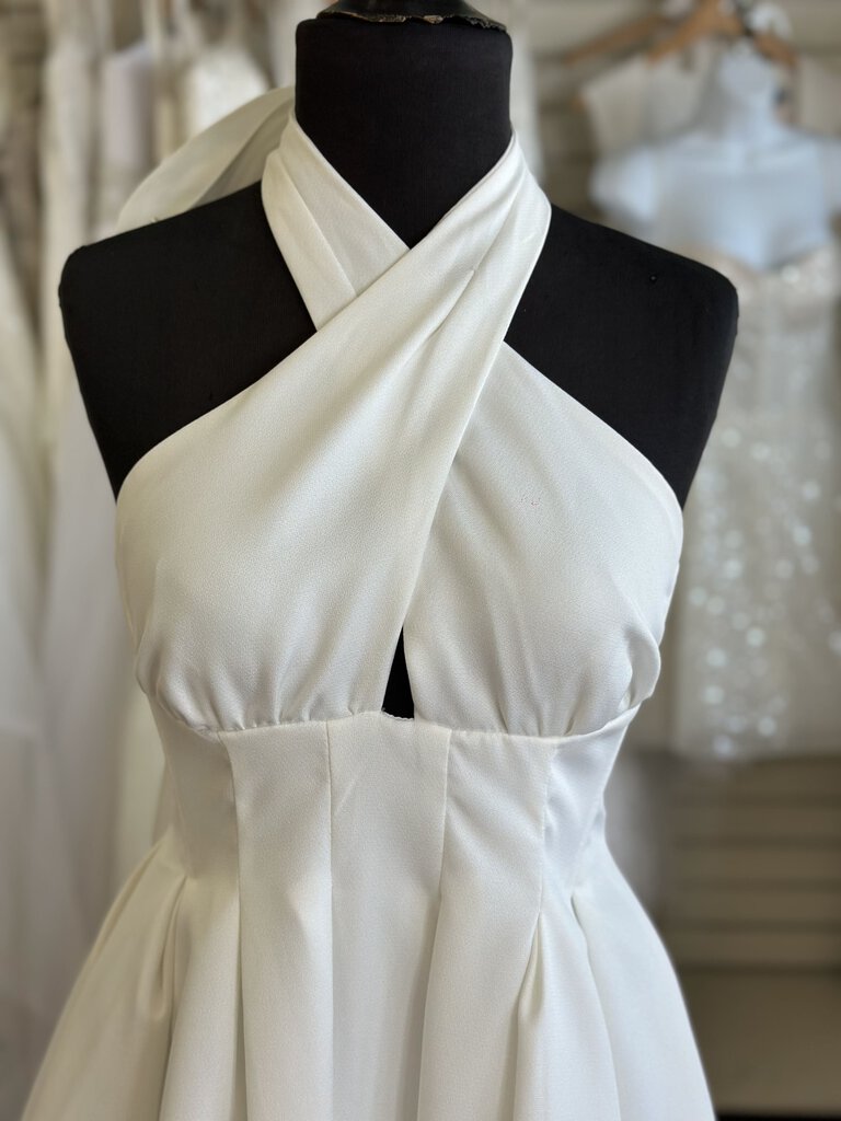 Do and Be White Corset Detail Halter Mini Dress Small