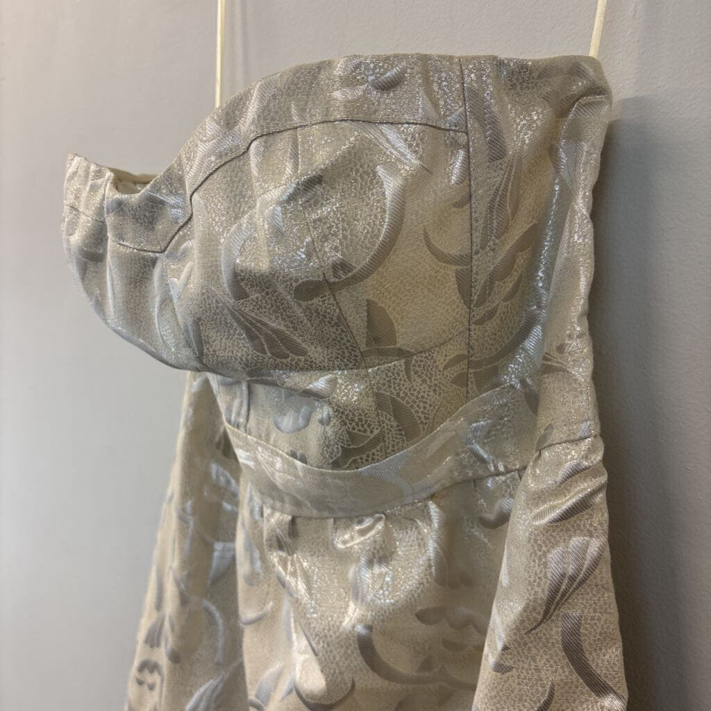 American Eagle Gold/ Silver Metallic Print Strapless Dress 10