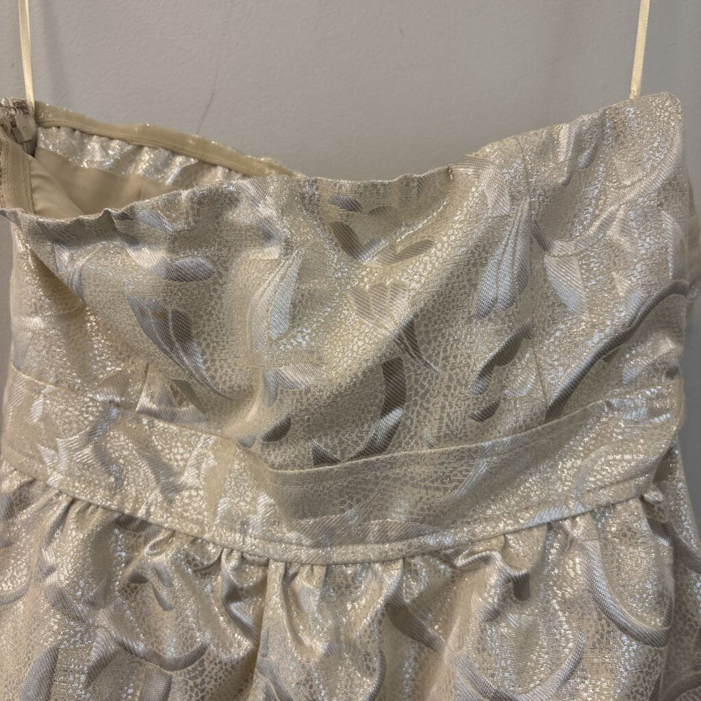 American Eagle Gold/ Silver Metallic Print Strapless Dress 10